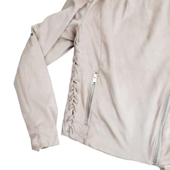 Miami Womens Size Medium‎ Tan Colored Super Soft Faux Suede Asymmetrical Jacket - Picture 2 of 7